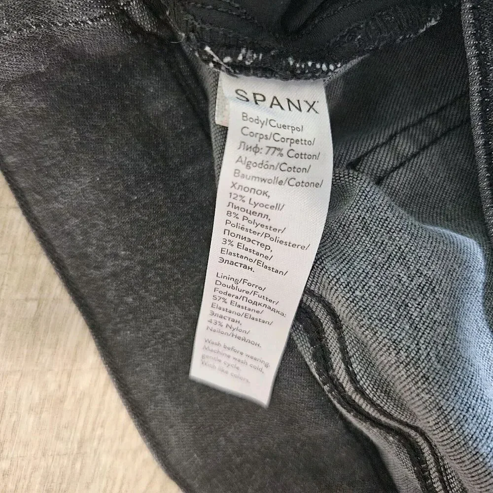 Spanx Jeans Womens Large L Black Ankle Skinny Stretch Distressed 20213R - Picture 11 of 16
